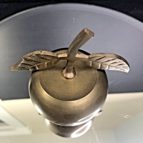 Brass Apple Bell Unpolished Natural Patina Home Decor School Teacher Gift IN - Picture 4 of 12